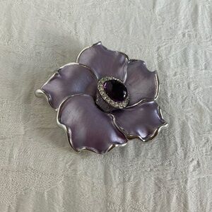 Floral Brooch Purple Stone Lavender Mauve Petals Convertible to Necklace